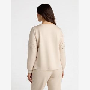 Fiorella Rubino  Felpa con le borchie Donna Beige Taglia XL 6062 IT