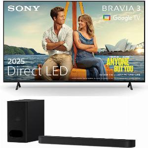 Sony K50S38B 50 Inch Bravia 3 LED 4K UHD HDR Smart Google TV and Sony HTB600 312ch BRAVIA Theatre Bar 6 Dolby Atmos Soundbar with Wireless Subwoofer Bundle