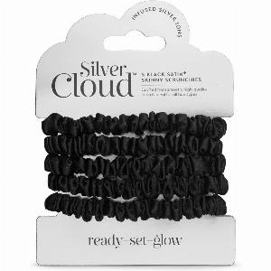Get 20 Discount on Black Silver Cloud Skinny Hair Scrunchies Set of 5