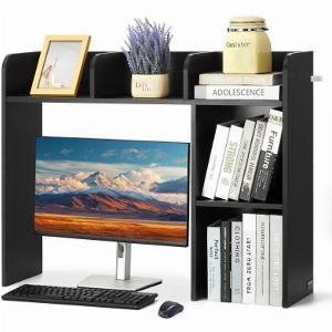 VEVOR Schreibtischregal Tischorganizer Tischregal 2stufig Spanplatte Schwarz