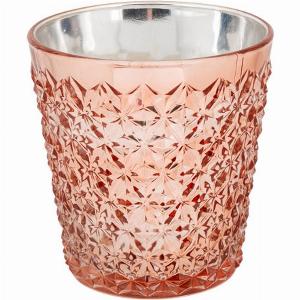 Candlelight Embossed Rose Gold Glass Candle Orange  Cinnamon H 12cm