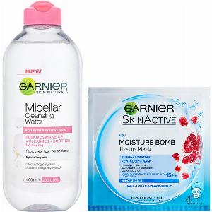 Garnier Set Mizellenwasser für empfindliche Haut und feuchtigkeitsspendende Gesichtsmaske jetzt nu
