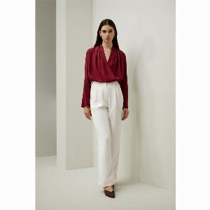 LILYSILK Top Di Seta A Maniche Lunghe Vestibilità Comodapura Seta Pura Seta Adatto A Molteplici Occasioni Rosso Ciliegia M