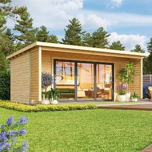 Orello  Modern Wooden Garden House with Panoramic Folding Doors  Orello 3  with 44 mm Wall Thickness