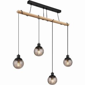 Matt Black Richard Bar Pendant Light with Smoke Glass Shade Now 5395