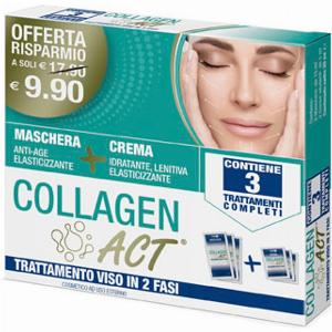 Collagen act trattamento viso 2 fasi maschera anti age elasticizzante  crema idratante lenitiva elasticizzante