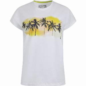 Weird Fish Painterly Palm Organic Cotton Front Print TShirt White Size 8