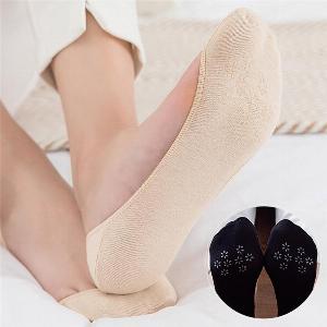 Women Cotton Boat Socks Silicone Nonslip Shallow Mouth High Heels Invisible Socks one size black