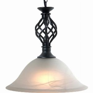 Black Classic Knot Twist Pendant Ceiling Light with Alabaster Glass