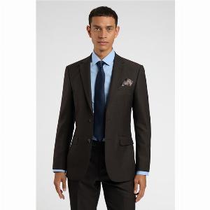 Racing Green Regular Fit Brown Birdseye Mens Suit Jacket