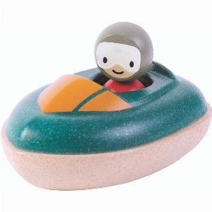 PlanToys Badewannenspielzeug Speedboot aus recyceltem Kautschukholz Maße 85 x 12 x 55 cm
