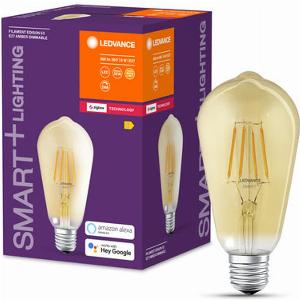 LEDVANCE Smarte LEDLampe mit ZigBee Sockel E27 dimmbar warmweiß 2400K Goldene Edisonform Klares Filament Ersatz für 55WGlühbirnen steuerbar mit kompatiblen Systemen wie Alexa Google etc