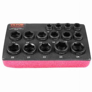 VEVOR Steckschlüsselsatz Set 15teilig Muttern Entferner 95mm Antrieb Schwarz