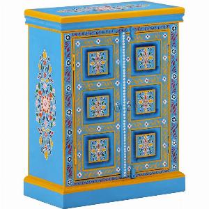 Buffet Bois massif de manguier Peinture manuelle turquoise