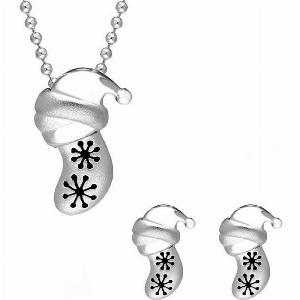 Sterling Silver Snowflake Stocking Two Piece Set