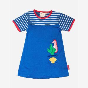 Organic Seahorse Applique TShirt Dress  56y 116cm