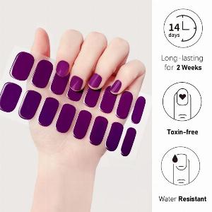 Lot de 16 bandes de patchs pour ongles en gel semidurci transparent de couleur pure pour lampe de cuisson UVLED pour vernis à ongles en gel couverture complète autocollant CS035