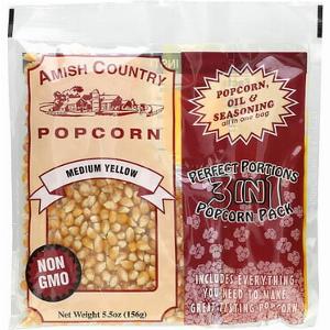 Amish Country Popcorn Perfect Portions 3 in 1 Popcorn Pack Medium Yellow 156 g 55 oz