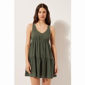 Calzedonia Robe courte brodée Femme Vert Taille S