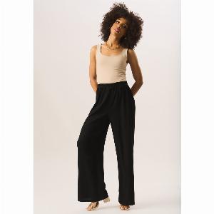 Get 35 Discount on Black Textured WideLeg PullOn Trousers