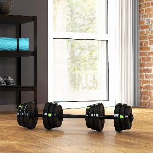 SPORTNOW 2in1 Hantel Set 25 kg verstellbar Dumbbell Set mit 8 Hantelscheiben bodenschonend für Krafttraining Fitness Gewichtheben Schwarz   Aosom