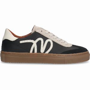 Schwarze Ledersneaker mit VelourslederDetails