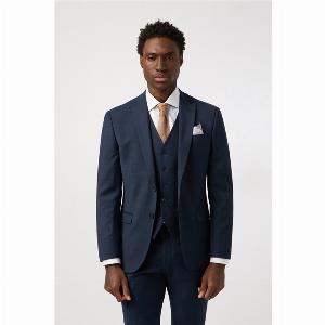 Alexandre Tailored Fit Performance Navy Blue Texture Mens Suit Jacket