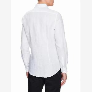 Camicia slim fit bianca in lino a maniche lunghe Calvin Klein ora 88
