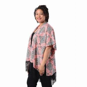 Kimono mit Quasten  Einheitsgröße Rosa