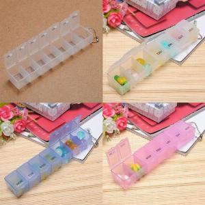 Portable 7 Days Pill Medicine Case Box Holder Storage Organizer Container Cases blue