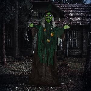 HOMCOM HalloweenHexe 183cm Halloween Dekoration mit LEDLeuchte Soundfunktion Garten Deko Dekofigur mit Verstellbaren Arme Beweglichen Kopf für Indoor Outdoor   Aosom