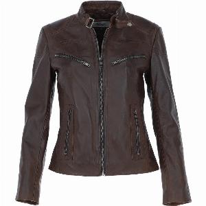ASHWOOD Leather Biker Jacket Aq Brown  Lola Size 16