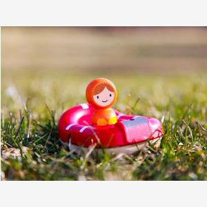 PlanToys Badewannenspielzeug Boot aus recyceltem Kautschukholz quotKüstenwachequot Maße 85 x 12 x 55 cm