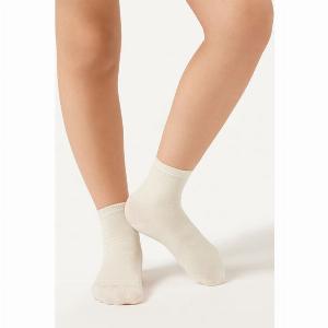 Calzedonia Chaussettes basses avec coton fille Unisex Blanc Taille 2830