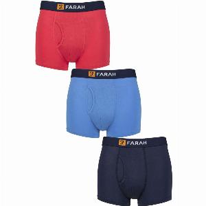 Mens 3 Pack Farah Bamboo Fitted Keyhole Trunks Navy  Blue XL