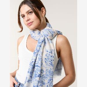 Printed Scarf  ONE  BLUE