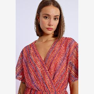 Robe à manches courtes rayée multicolore avant 30  maintenant 20