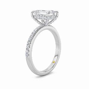 Aurelia Half Coverage Hidden Halo Emerald Cut Lab Grown Diamond Engagement Ring  14K White Gold 1 13 CT TW