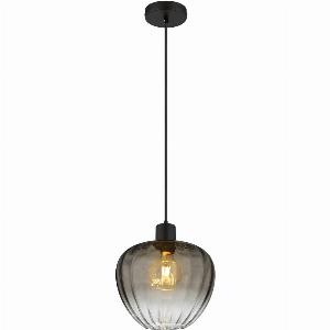Toy 29cm Dome Pendant Ceiling Light Matt Black Smoke Glass Shade 1x E27