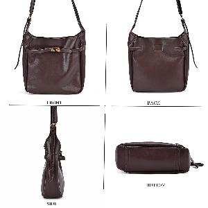 Leatherette Crossbody Bag with Detachable Small Zipper Bag  Brown