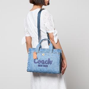 Coach Denim Cargo LogoEmbroidered Denim Tote Bag