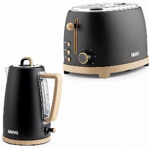 NordiQ Black 2Slice Toaster  17L Electric Kettle Matching Set
