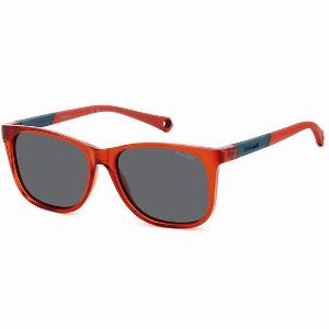 Polaroid Enfant PLD 8058S C9AM9 Lunettes de soleil Plastique Rouge Gris Carré Polarisé