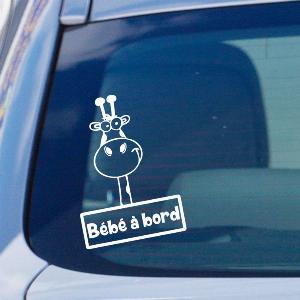 Autocollant pour voiture  Bébé à bord avec motif de girafe