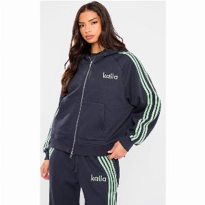 Enjoy 61 Discount on Kaiia Oversized ZipUp Hoodie in Navy  Jade Green
