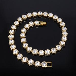 Collier rond unisexe 12mm avec gros strass style hip hop 262