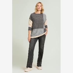 Luisa viola maglia misto cashmere color block donna