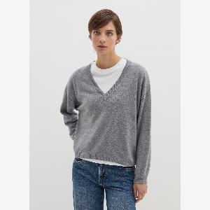 Stefanel  OversizePullover aus Viskose Wolle und Kaschmir Damen Meliertes Grau
