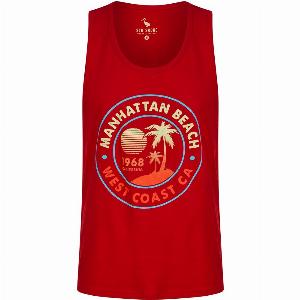 Vests Manhattan Beach Motif Print Cotton Vest Top in Barados Cherry  South Shore  S  Tokyo Laundry