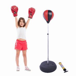 Homcom Sac de frappe punching ball avec gants et pompe hauteur reglable 126 à 144 cm aosom france